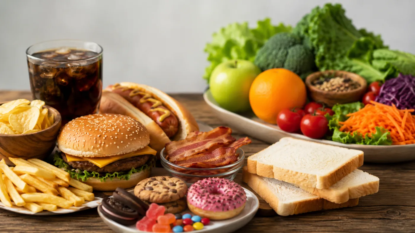 Alimentos ricos em açúcar, farinhas refinadas, gorduras e ultraprocessados podem contribuir para um padrão alimentar associado à inflamação crônica.