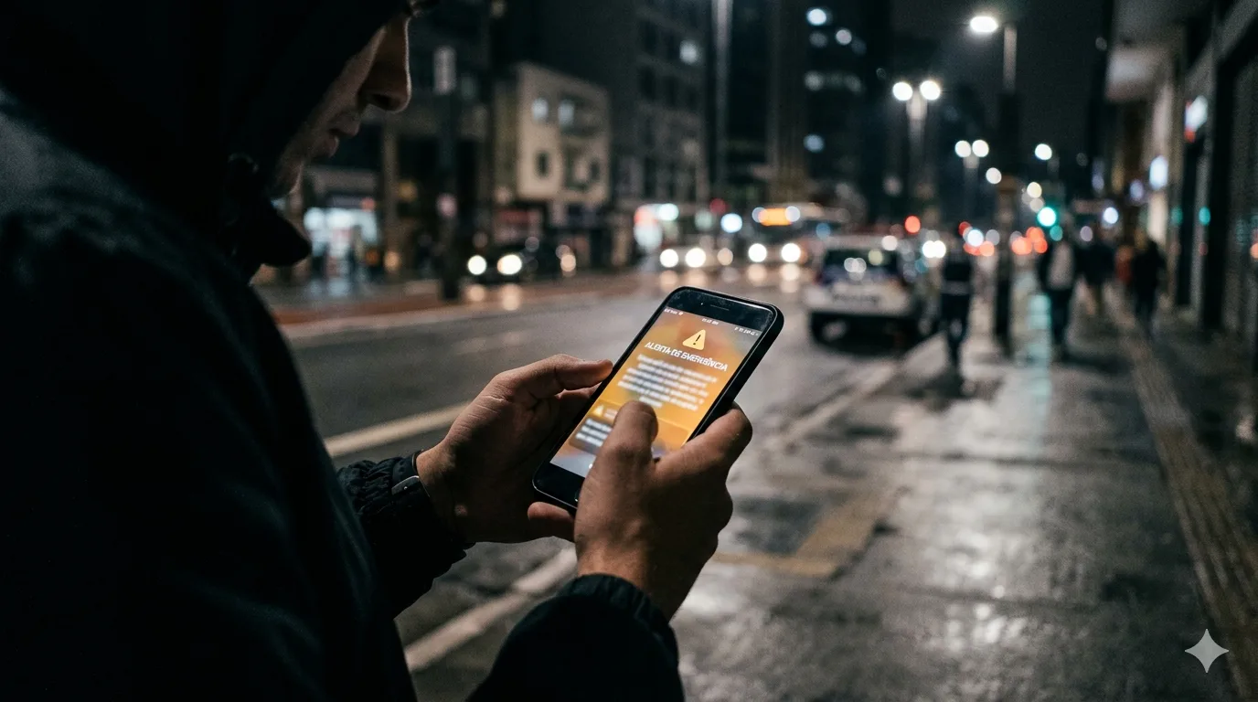Celulares receberam falso alerta da Defesa Civil com a palavra “misantropia” durante a madrugada deste sábado (20).