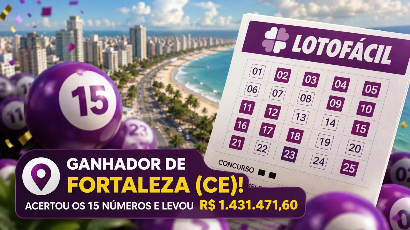 Resultado da Lotofácil teve uma única aposta vencedora dos 15 números, registrada em Fortaleza (CE). Foto: Reprodução/Loterias Caixa.