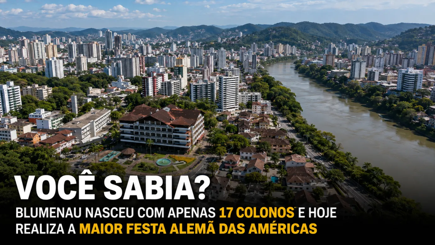 Vista de Blumenau, no Vale do Itajaí, município marcado pela colonização alemã e pela Oktoberfest. Foto: Prefeitura de Blumenau