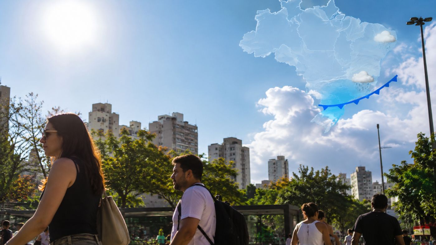 Veranico eleva as temperaturas em parte do Centro-Sul antes da chegada de nova frente fria.