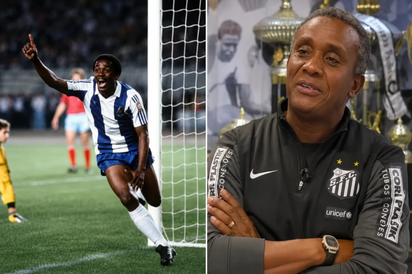 Campeão da Champions League, Juary Jorge dos Santos Filho, de 67 anos, vira motorista de aplicativo — Foto: Reprodução/Instagram e Antônio Marcos/ge