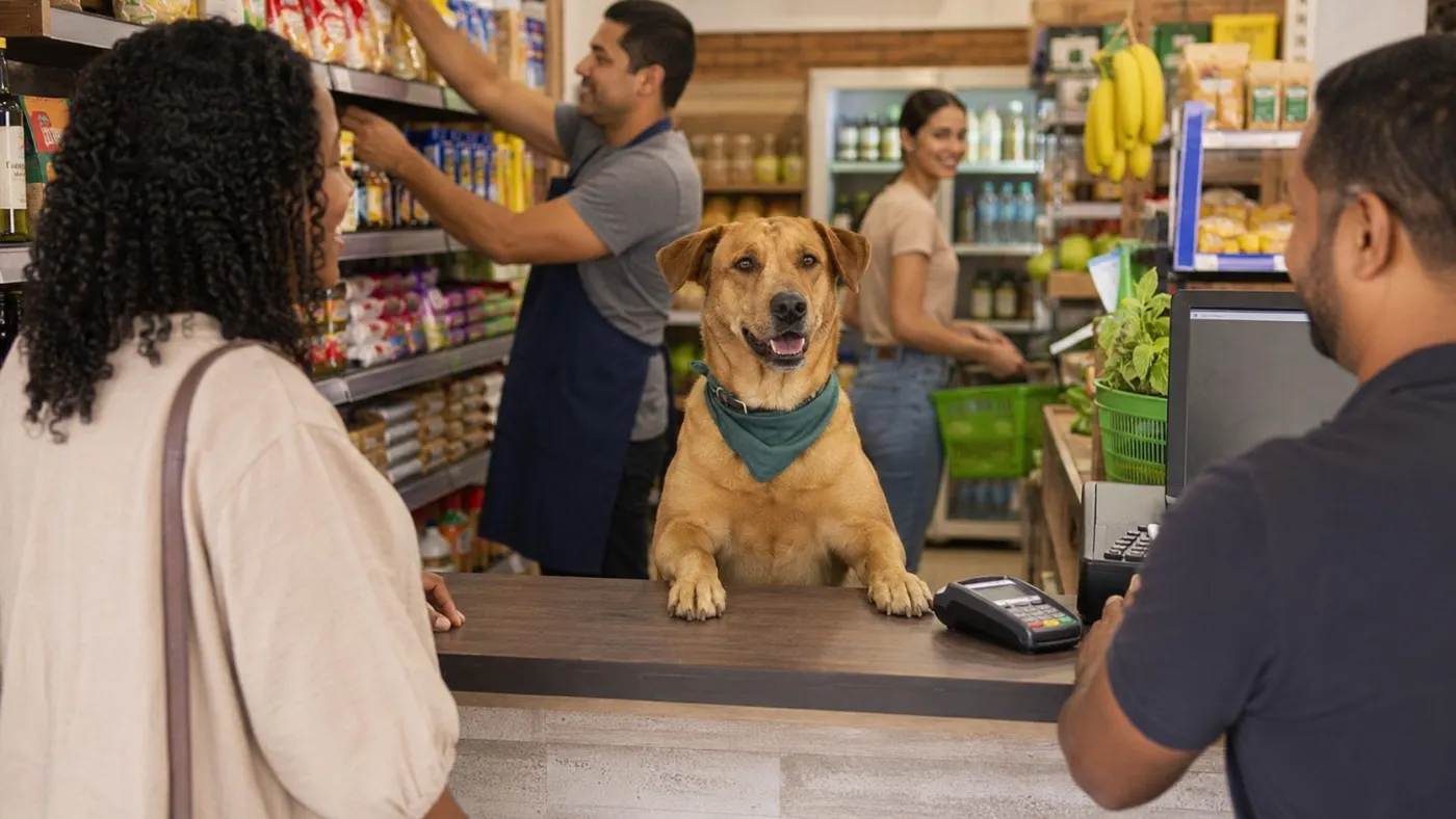 Antônio passou a acompanhar a rotina de um mercado em São José e conquistou clientes e funcionários.