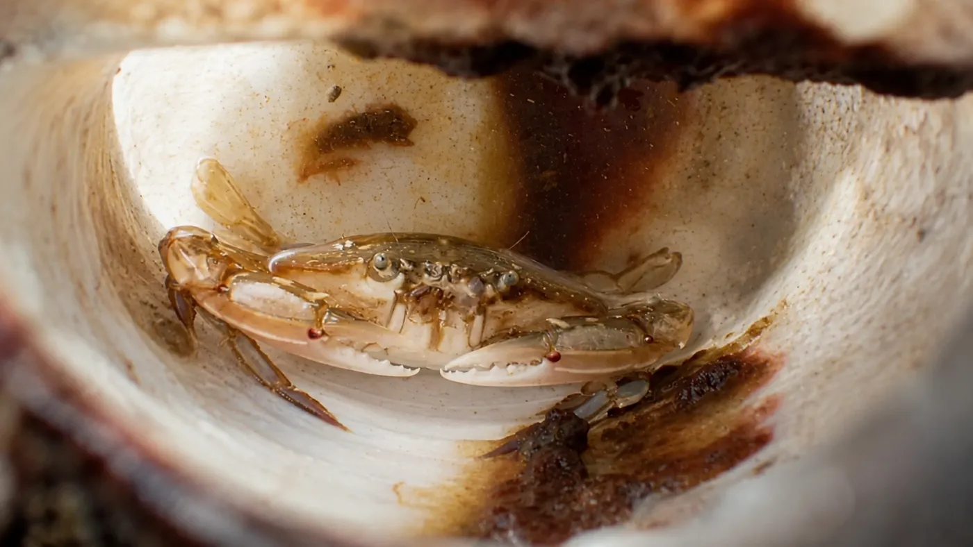 Caranguejo-nadador foi encontrado vivo dentro de garrafa plástica no oceano — Foto: Reprodução