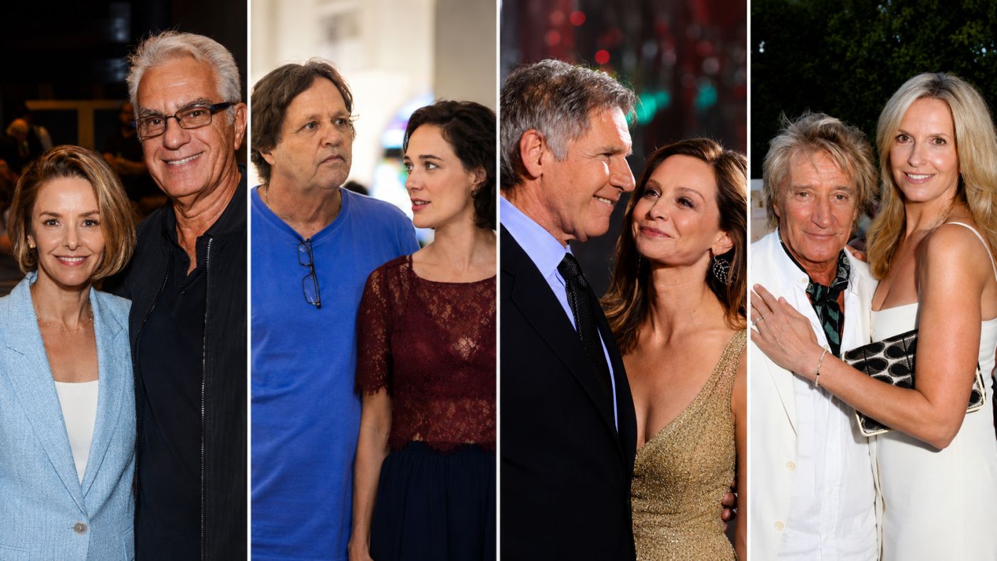 Relacionamentos de celebridades chamam atenção por diferenças de idade que ultrapassam cinco décadas.