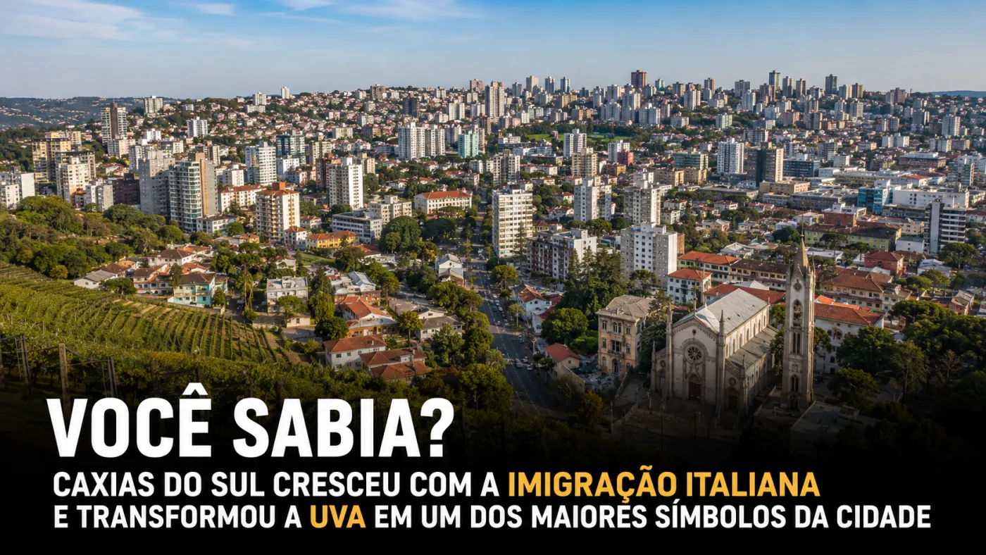 Vista de Caxias do Sul, uma das maiores cidades da Serra Gaúcha e município marcado pela imigração italiana. Foto: Prefeitura de Caxias do Sul