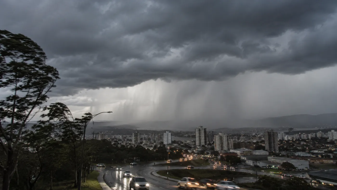 Ciclone extratropical e frente fria aumentam o risco de chuva intensa e fortes rajadas no Sul do país.