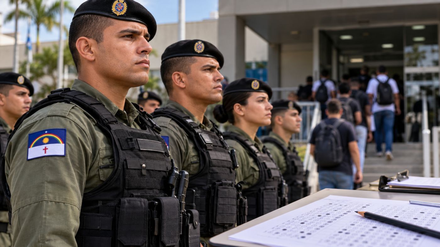 Polícia Militar de Pernambuco abre concurso com 1.320 vagas para soldados e oficiais, com salários que chegam a R$ 12,9 mil.