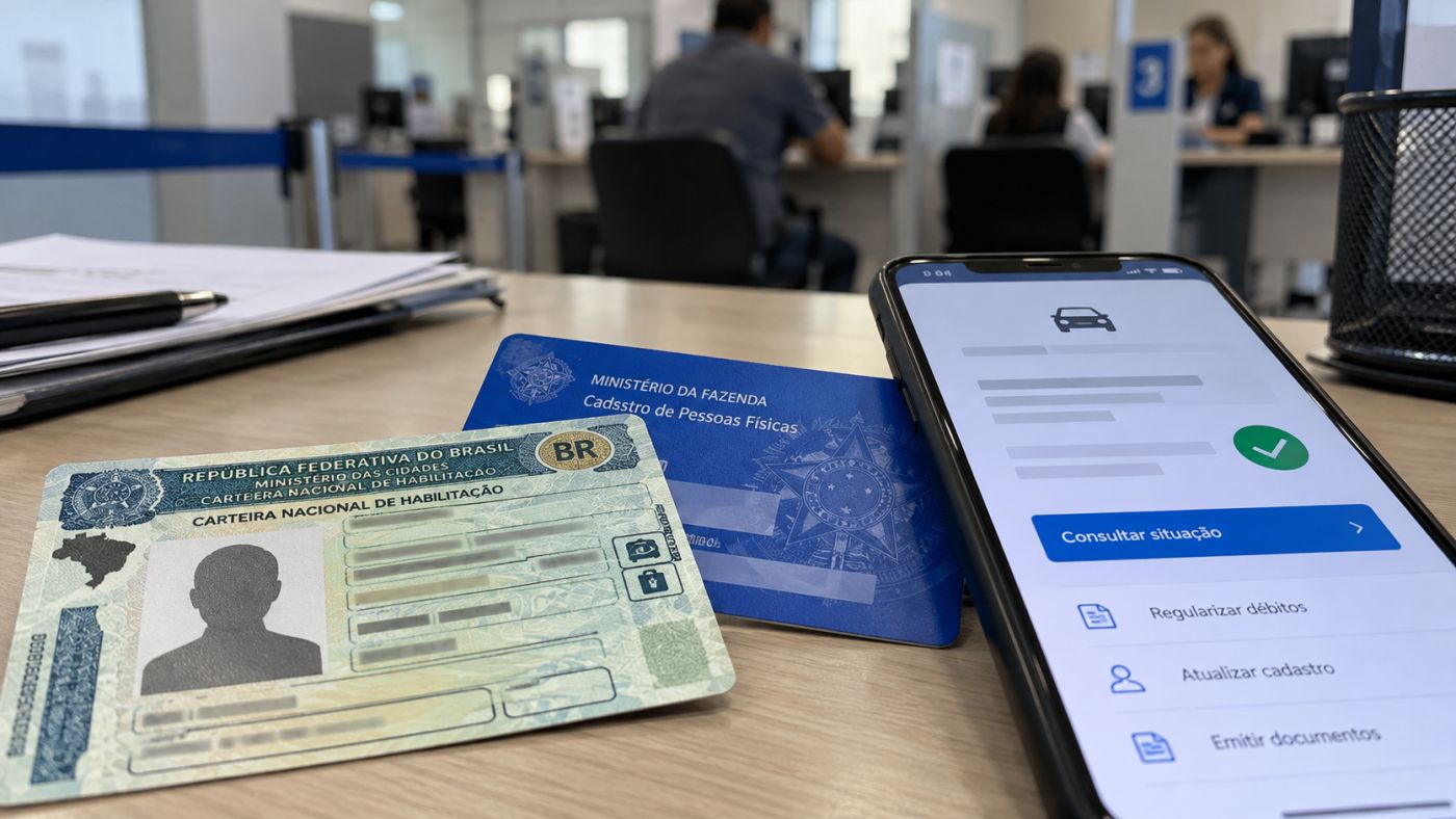 Pendências ou divergências cadastrais no CPF podem interromper procedimentos administrativos relacionados à renovação da CNH.