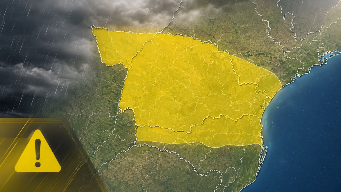 INMET mantém diversas regiões do Paraná sob alerta para tempestades, granizo e ventos fortes neste domingo (9), Dia dos