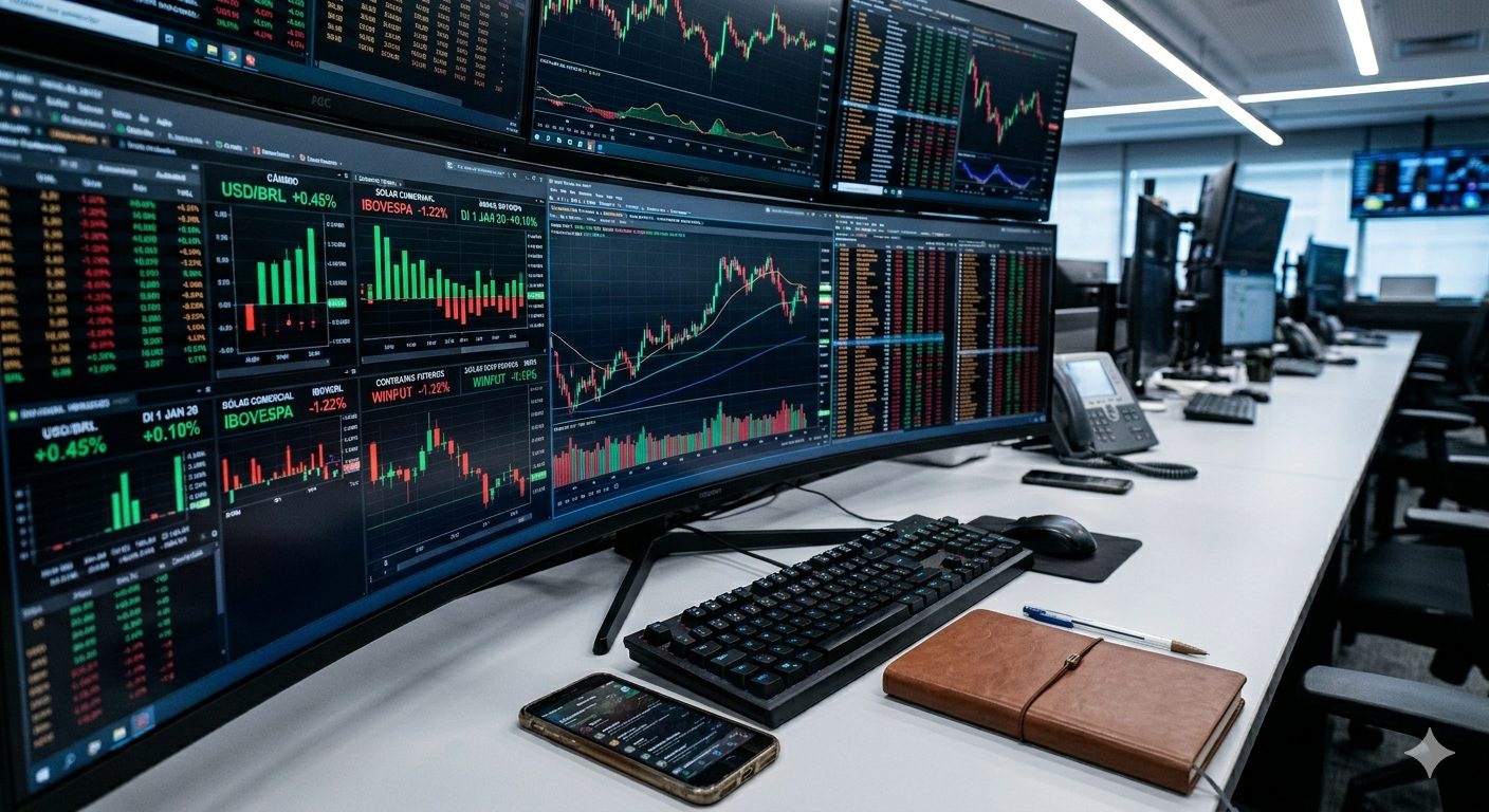 Dólar fecha em queda, enquanto Bolsa brasileira avança em dia de maior otimismo nos mercados financeiros.