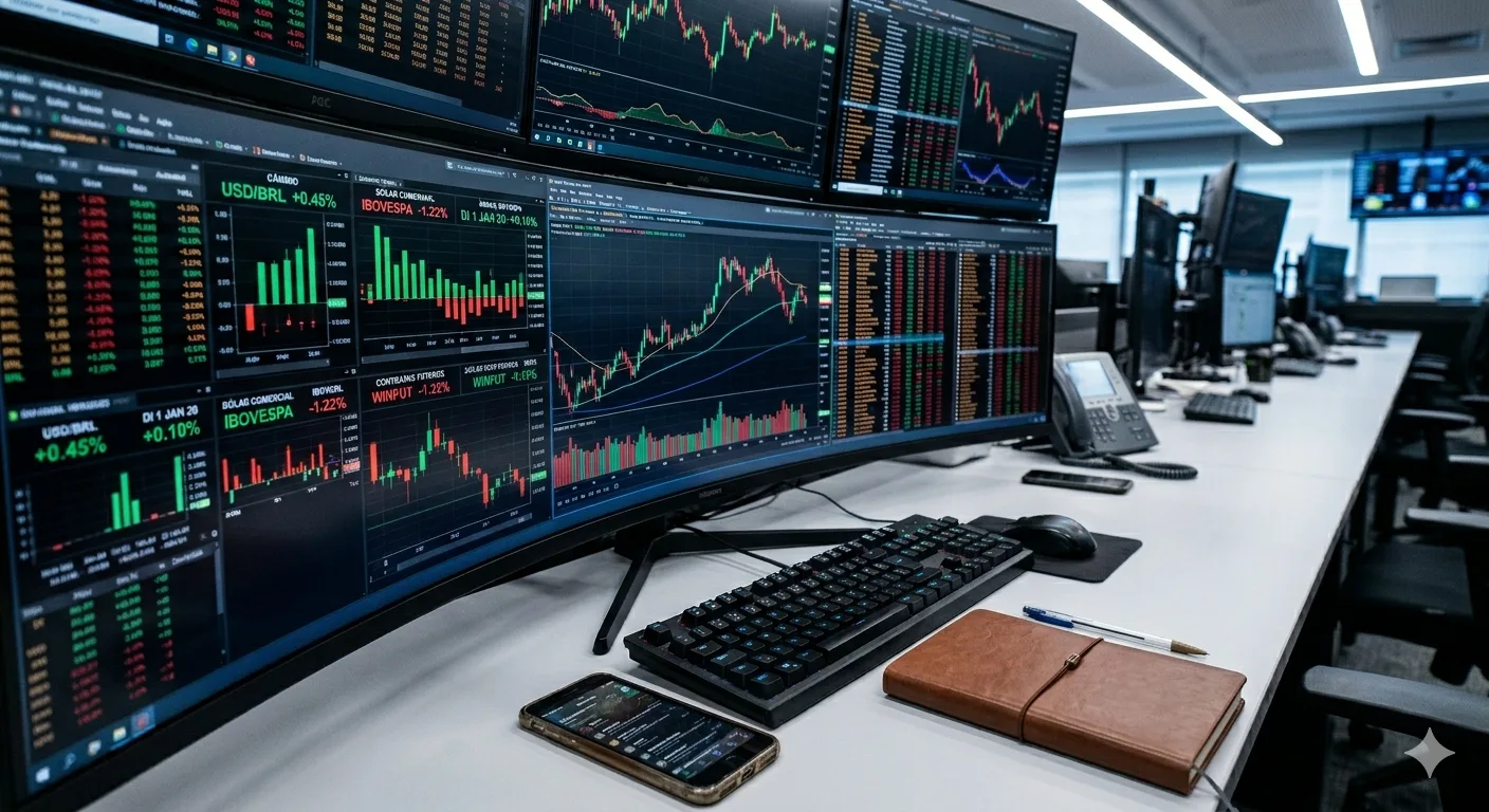 Dólar fecha em queda, enquanto Bolsa brasileira avança em dia de maior otimismo nos mercados financeiros.