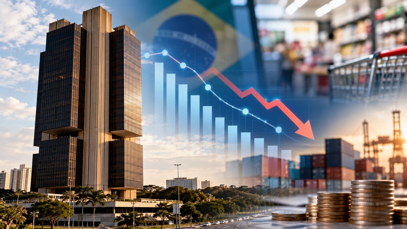 Banco Central reduziu a previsão de crescimento do PIB brasileiro para 1,8% em 2026. Imagem ilustrativa.