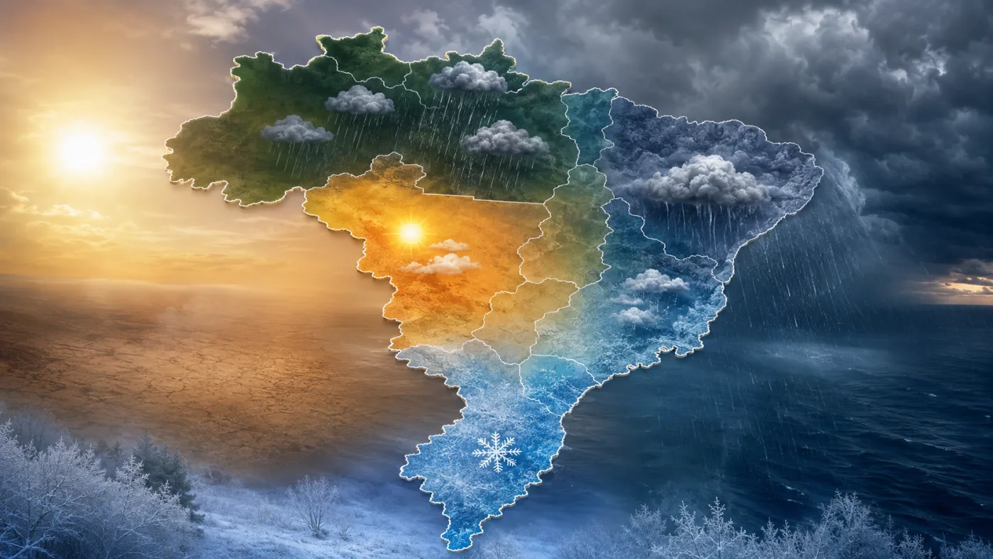 Fim de semana terá frio no Sul e chuva forte em áreas do Norte e Nordeste — Foto: Reprodução
