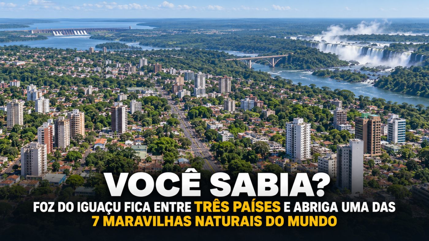 Vista de Foz do Iguaçu, no oeste do Paraná, cidade marcada pelas Cataratas, pela tríplice fronteira e pela usina de Itaipu.