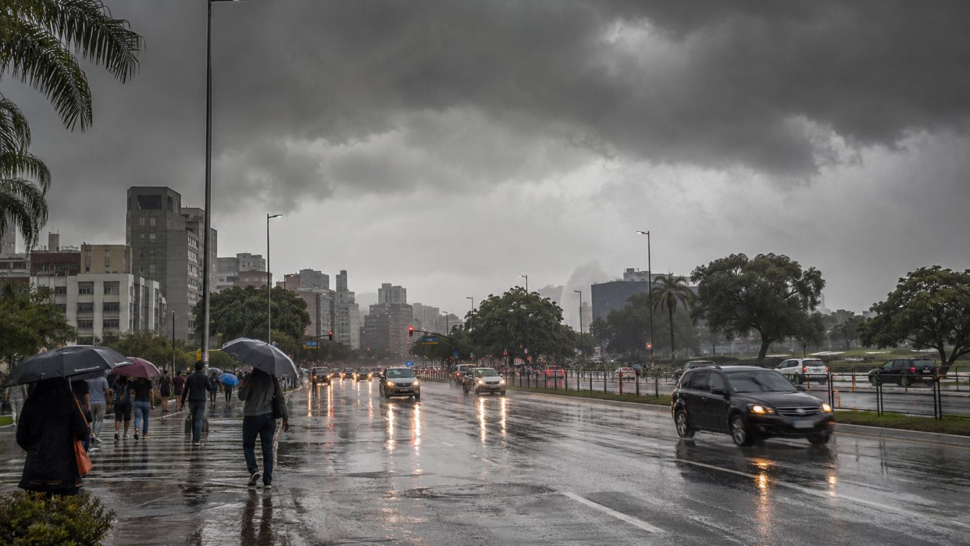 Frente fria deve provocar chuva, temporais e queda de temperatura nos estados do Sudeste.
