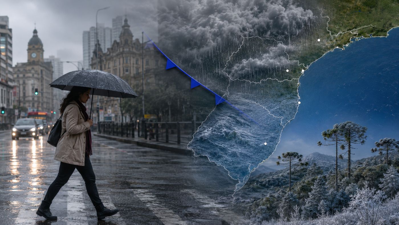 Frente fria muda o tempo durante o feriado de 7 de Setembro, com chuva em São Paulo e Paraná e forte queda das temperaturas