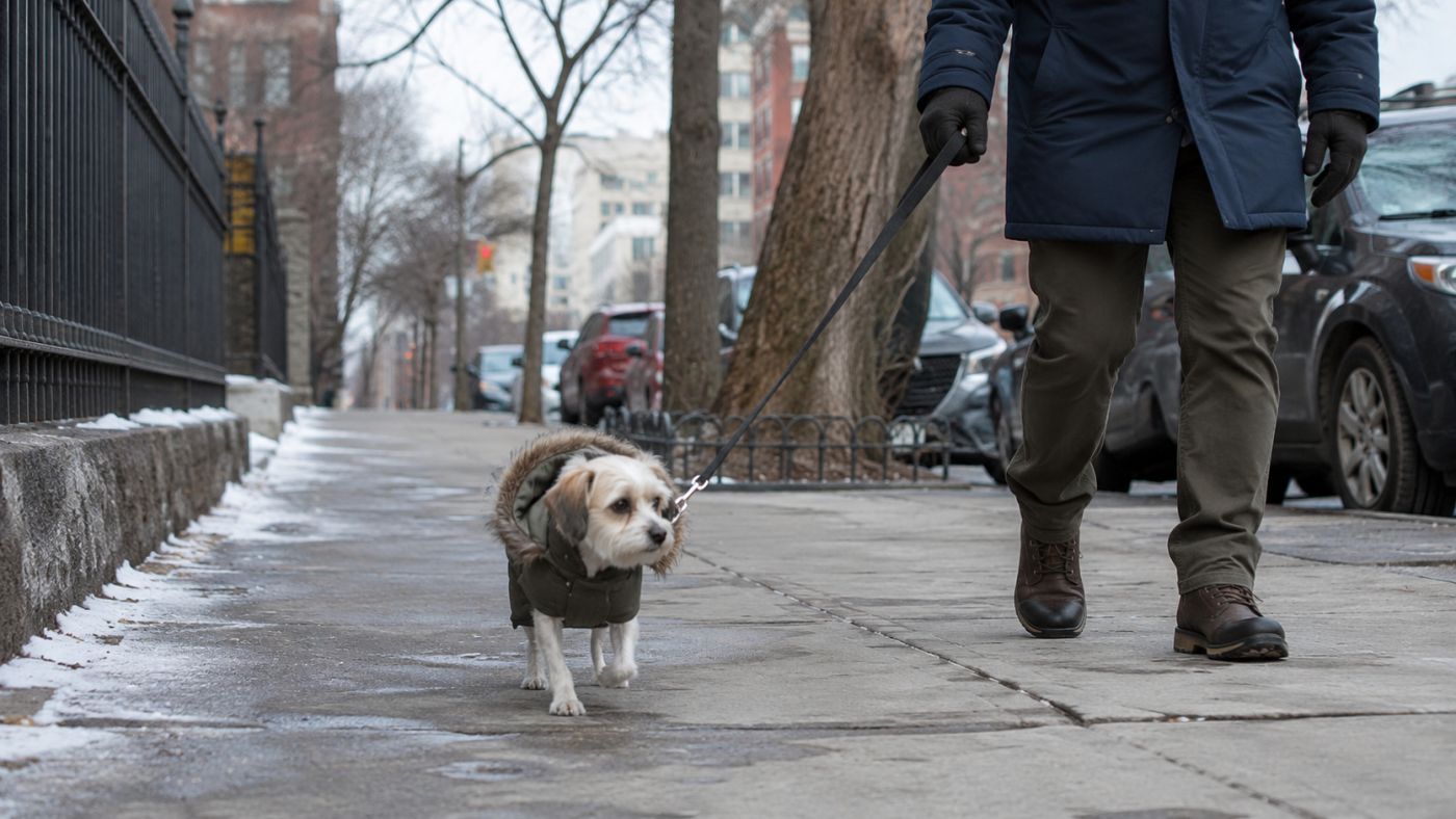 Cães também sentem frio e precisam de proteção adequada durante os passeios no inverno.
