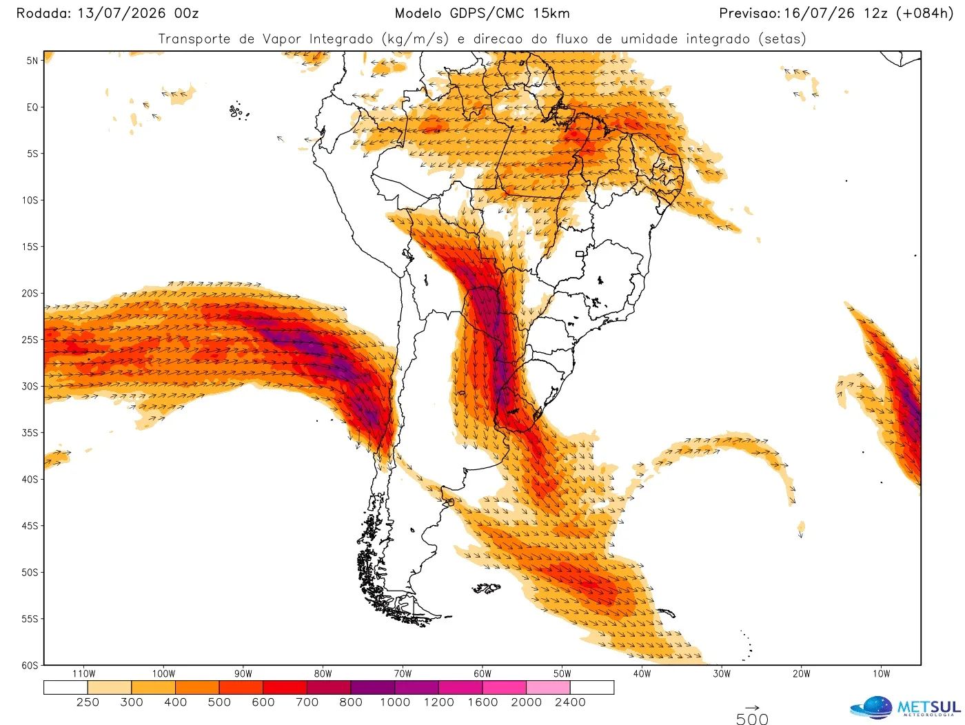 Rio atmosférico que avança do Pacifico vai aitngir o Centro do Chile | METSUL O conteúdo de metsul.com está protegido por