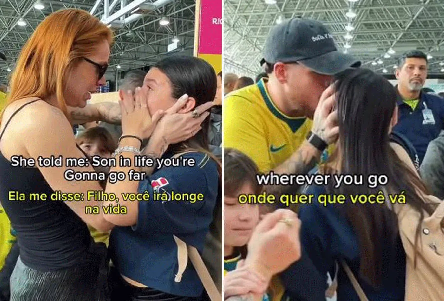 Thaís Vasconcellos e Ferrugem se despedem de Júlia — Foto: Reprodução/Instagram