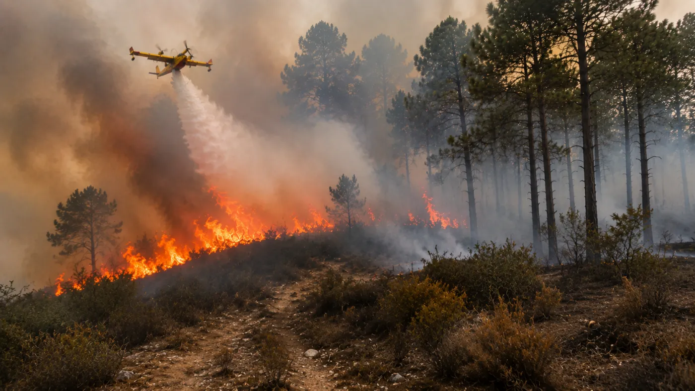 Bombeiros trabalham no combate aos incêndios no sudoeste da França.