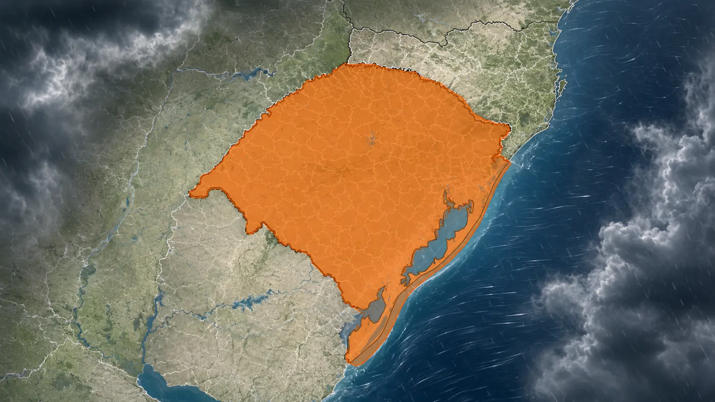 Alerta do INMET prevê rajadas de até 100 km/h em áreas do Rio Grande do Sul e de Santa Catarina. Foto: Reprodução/INMET