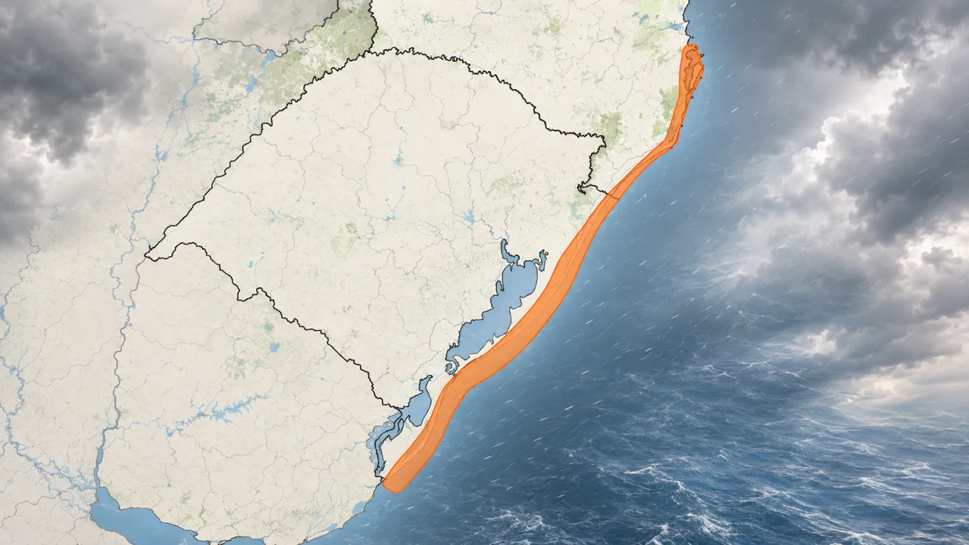 Alerta do INMET abrange áreas litorâneas de Santa Catarina e do Rio Grande do Sul. Foto: Reprodução/INMET