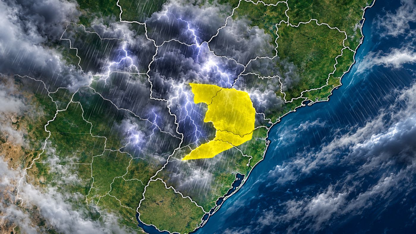 Alerta do INMET indica risco de tempestades nesta quarta-feira (21), com chuva forte, ventos de até 60 km/h e possibilidade
