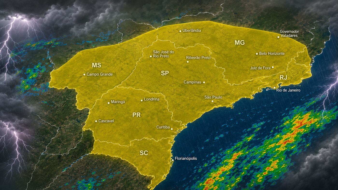 INMET emite alerta de tempestade para oito estados