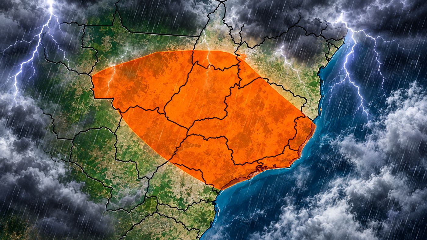 Alerta laranja do INMET indica risco de tempestades nesta quinta-feira (15), com chuva intensa, ventos fortes e