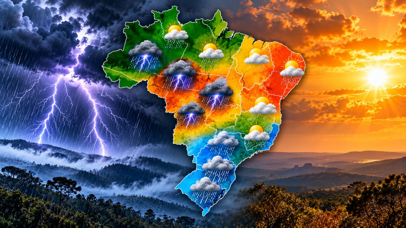 Previsão do INMET indica retorno das tempestades ao Paraná nesta quinta-feira (29), com chuva em áreas do Sul, Sudeste e