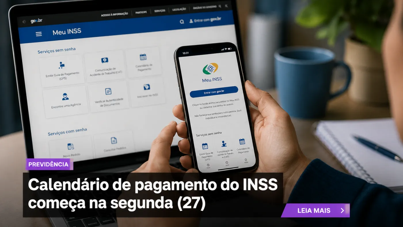 Pagamentos dos benefícios do INSS referentes ao mês de julho começam em 27 de julho e seguem até 7 de agosto.