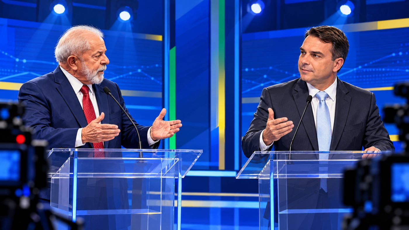 Lula e Flávio Bolsonaro confirmaram presença no primeiro debate do segundo turno das eleições de 2026, marcado para domingo