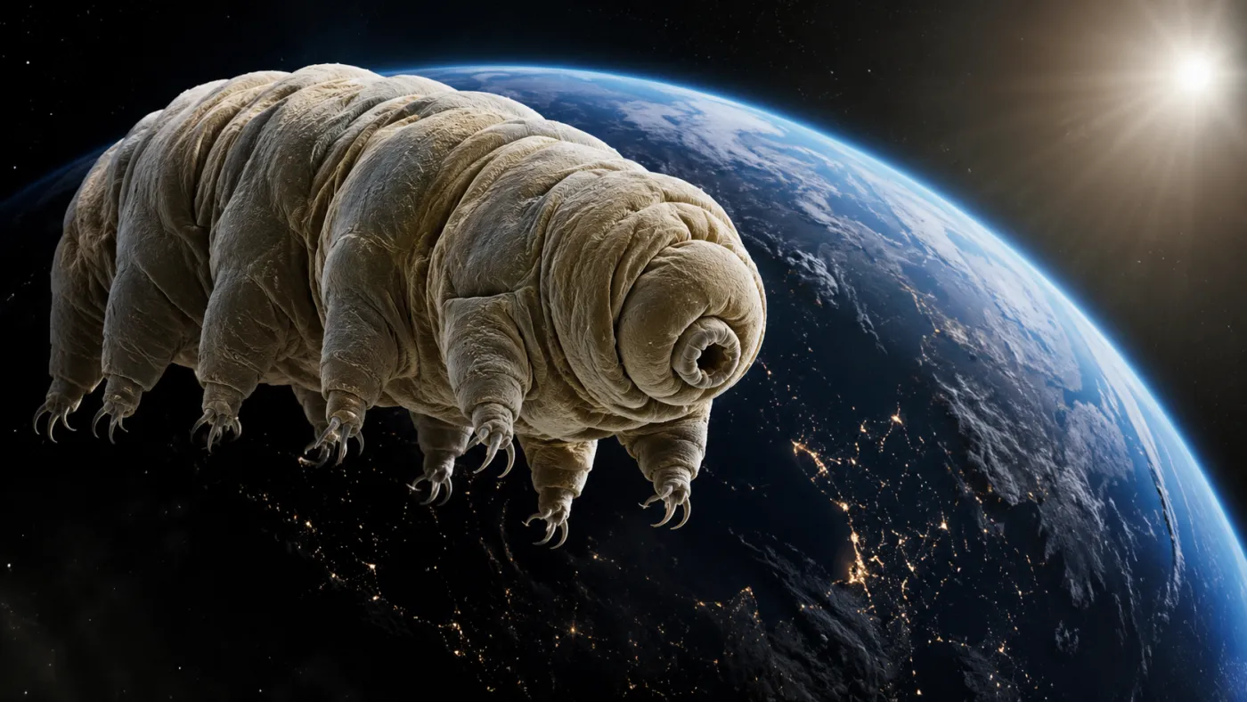 Tardígrados são animais microscópicos capazes de sobreviver a condições extremas de temperatura, pressão e radiação, além de períodos de exposição ao vácuo espacial.