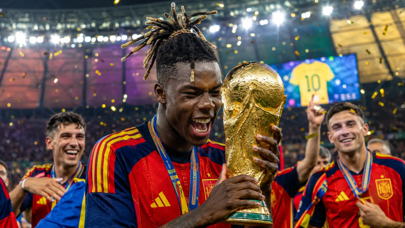 Nico Williams dedica título mundial da Espanha a Neymar