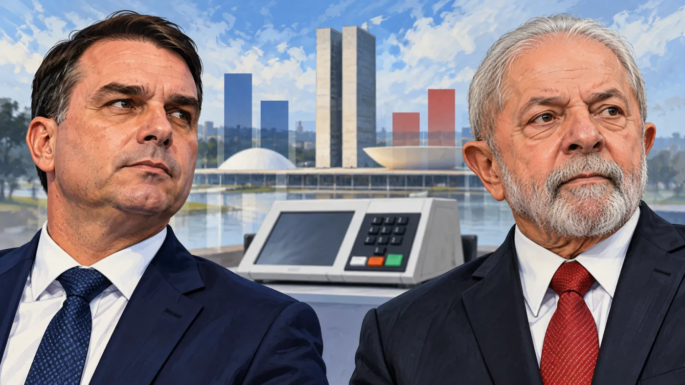 Nova pesquisa CNT/MDA divulgada neste sábado (24) aponta Flávio Bolsonaro com 50,7% e Lula com 49,3% dos votos válidos, resultado que configura empate técnico na véspera do segundo turno.