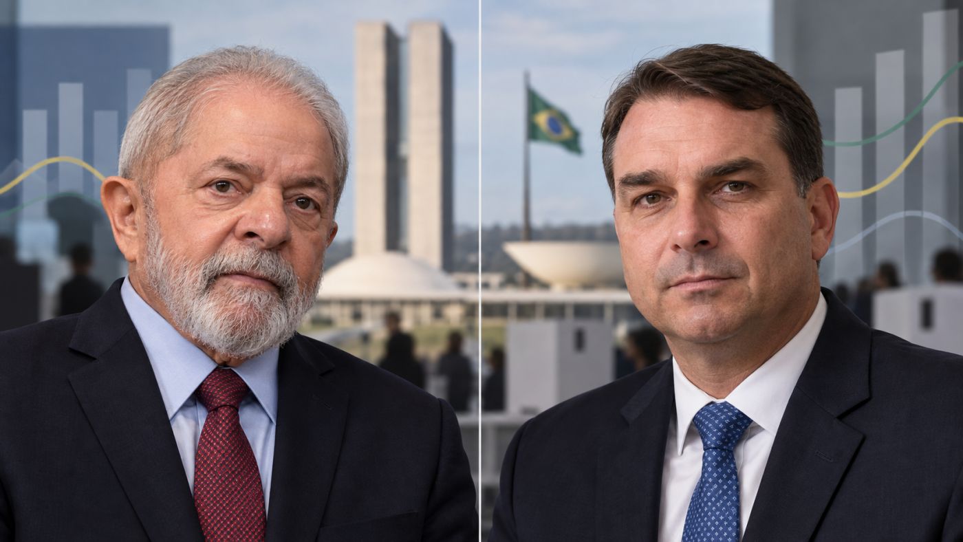 Pesquisa RealTime Big Data divulgada nesta quinta-feira (24) registra Lula com 41% e Flávio Bolsonaro com 37% das intenções