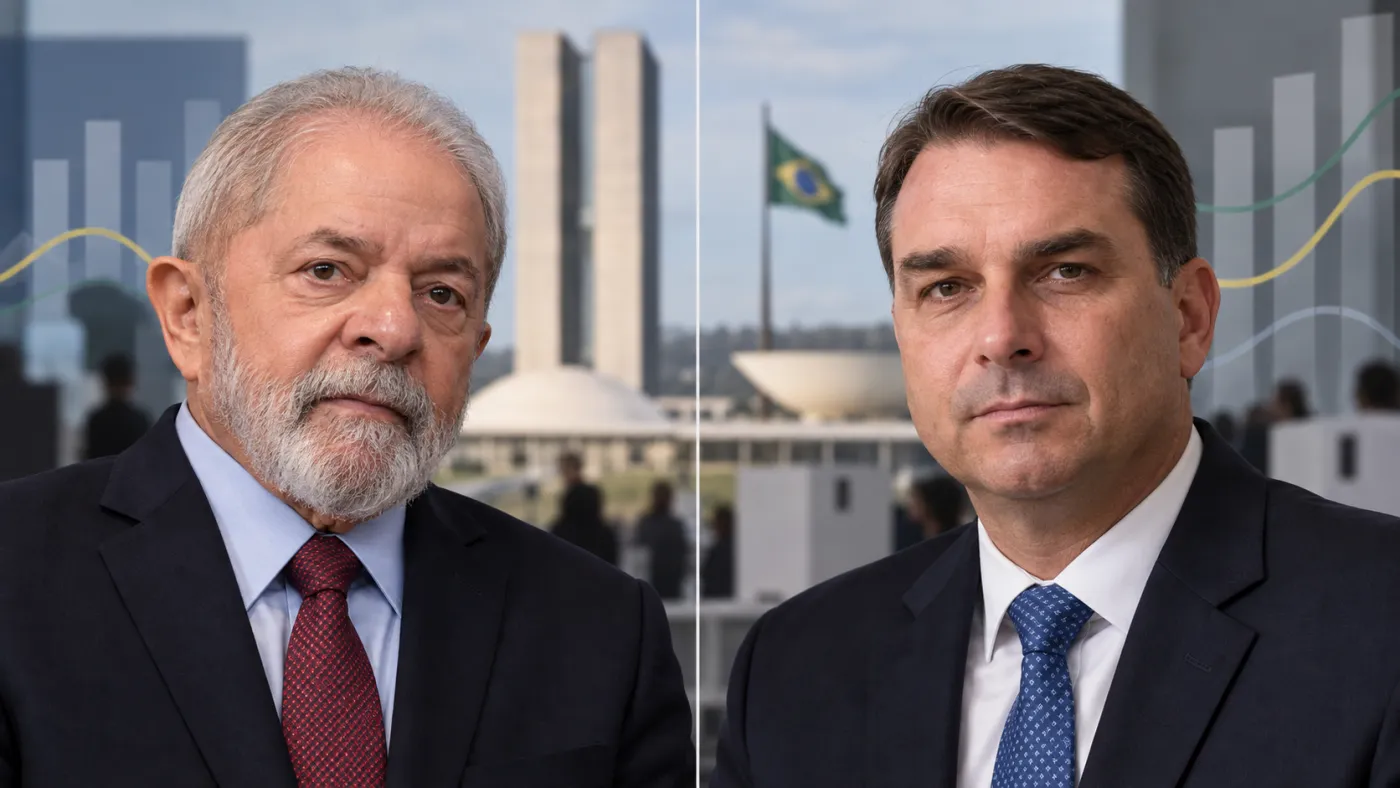 Pesquisa RealTime Big Data divulgada nesta quinta-feira (24) registra Lula com 41% e Flávio Bolsonaro com 37% das intenções de voto no primeiro turno. Em simulação de segundo turno entre os dois, os percentuais são de 44% e 45%, respectivamente.