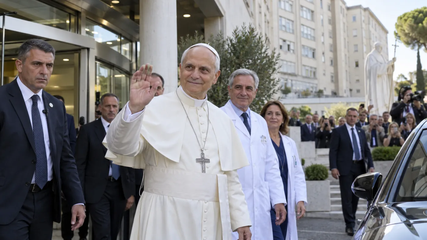 Papa Leão XIV recebeu alta neste sábado (17) após cirurgia no pulmão e retorna ao Vaticano, onde deverá rezar o Angelus no domingo.