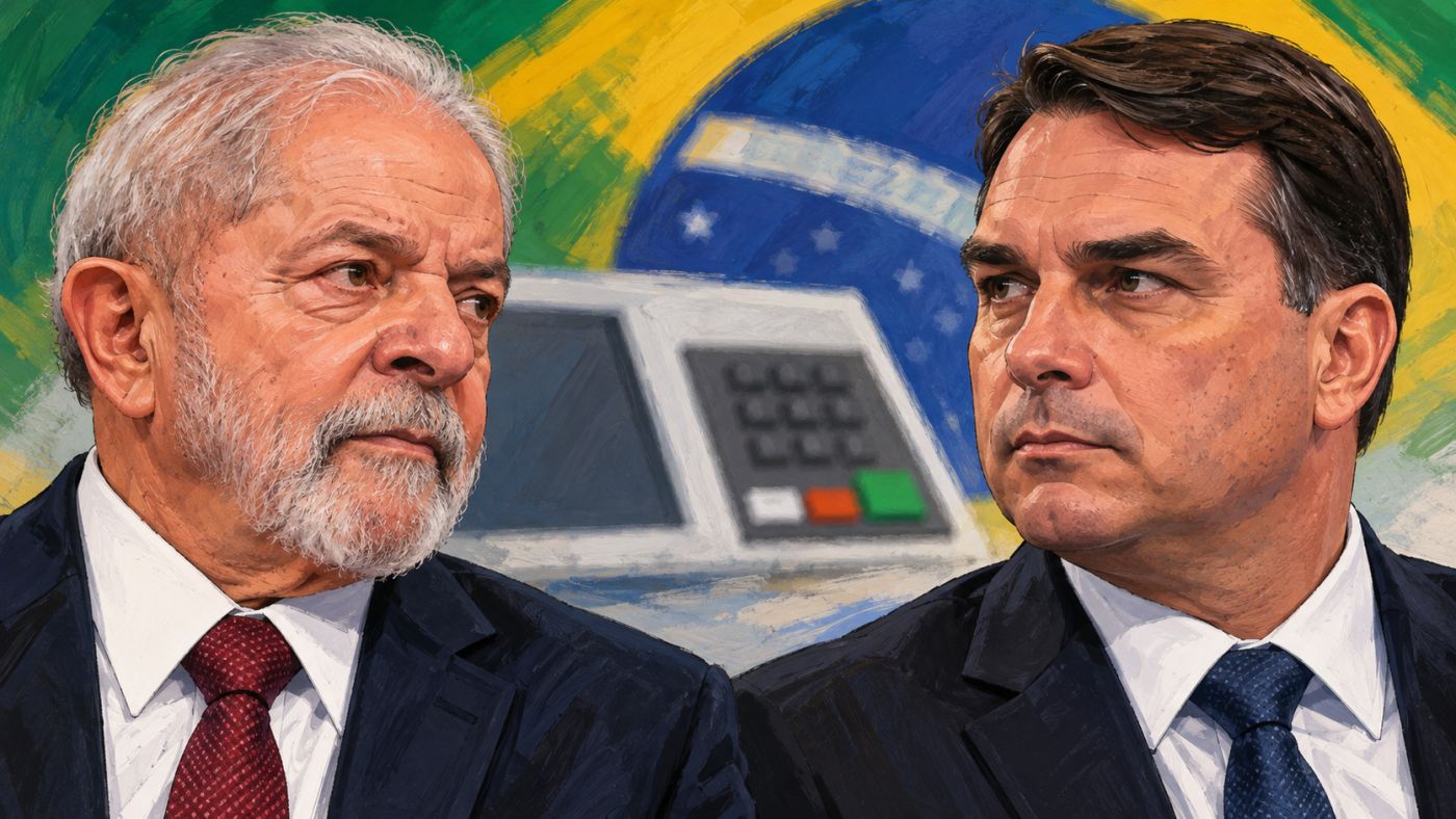 Pesquisa PoderData/Aya divulgada nesta sexta-feira (16) mostra Lula e Flávio Bolsonaro empatados com 50% dos votos válidos