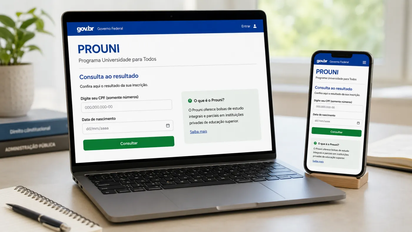Candidatos podem consultar o resultado da primeira chamada no portal oficial do Prouni. Foto: reprodução.
