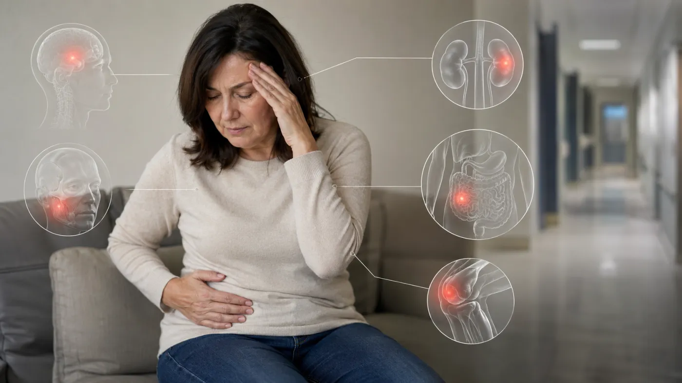 Condições como cefaleia em salvas, pedra nos rins e neuralgia do trigêmeo podem provocar episódios de dor intensa e incapacitante. Imagem ilustrativa.