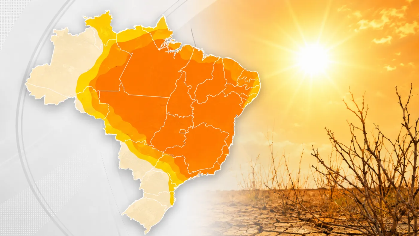 INMET emitiu alerta de perigo para baixa umidade, com índices que podem chegar a apenas 12% em diversas regiões do Brasil. Foto: Reprodução/INMET.