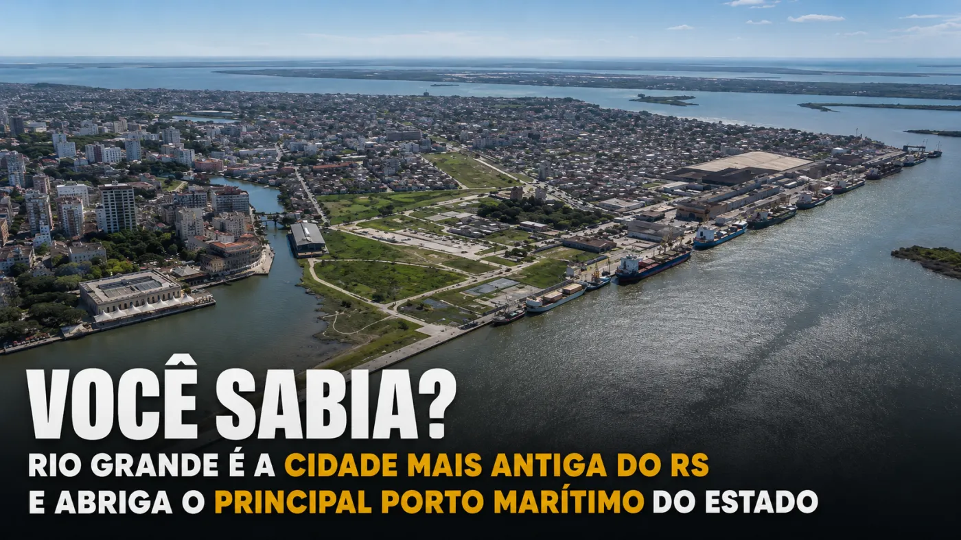 Vista aérea de Rio Grande, município mais antigo do Rio Grande do Sul e importante polo portuário do estado. Foto: imagem ilustrativa.