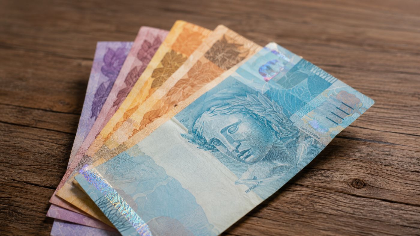 Notas de real ilustram a previsão do salário mínimo para 2027, estimado pelo governo em R$ 1.741. Foto: Imagem ilustrativa.