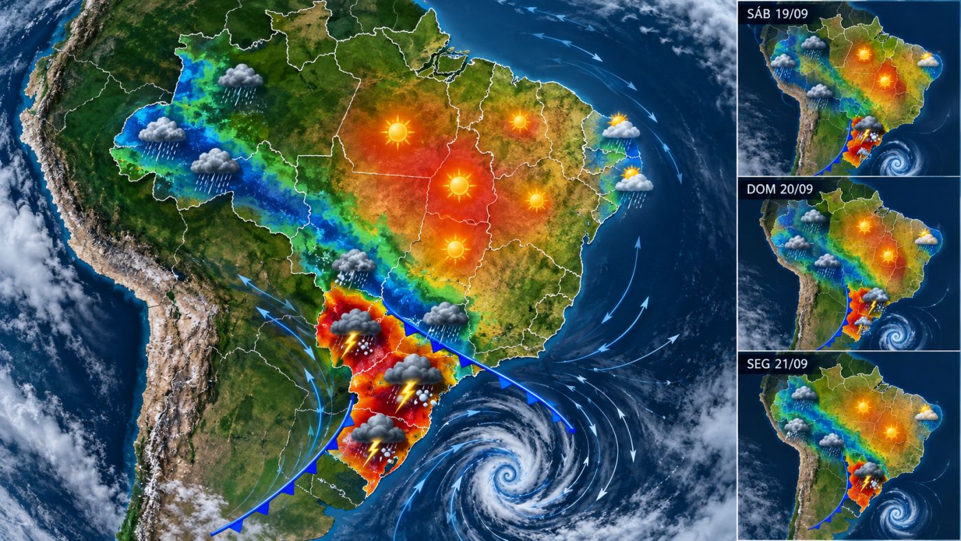 Tempestades, chuva intensa e possibilidade de granizo atingem principalmente o Sul do Brasil neste fim de semana, com