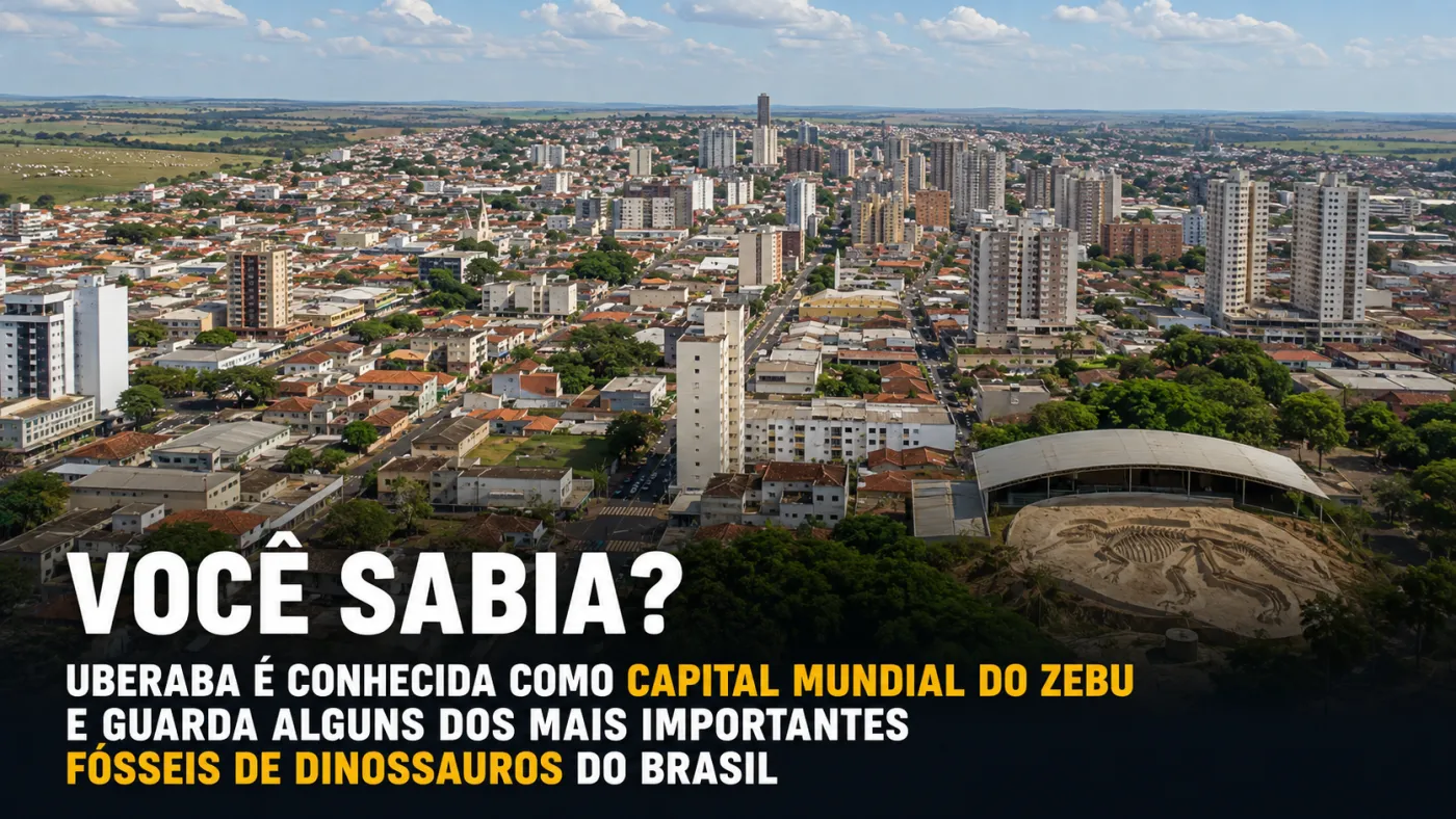 Vista de Uberaba, no Triângulo Mineiro, município conhecido pela pecuária zebuína e pelo patrimônio paleontológico. Foto: Prefeitura de Uberaba