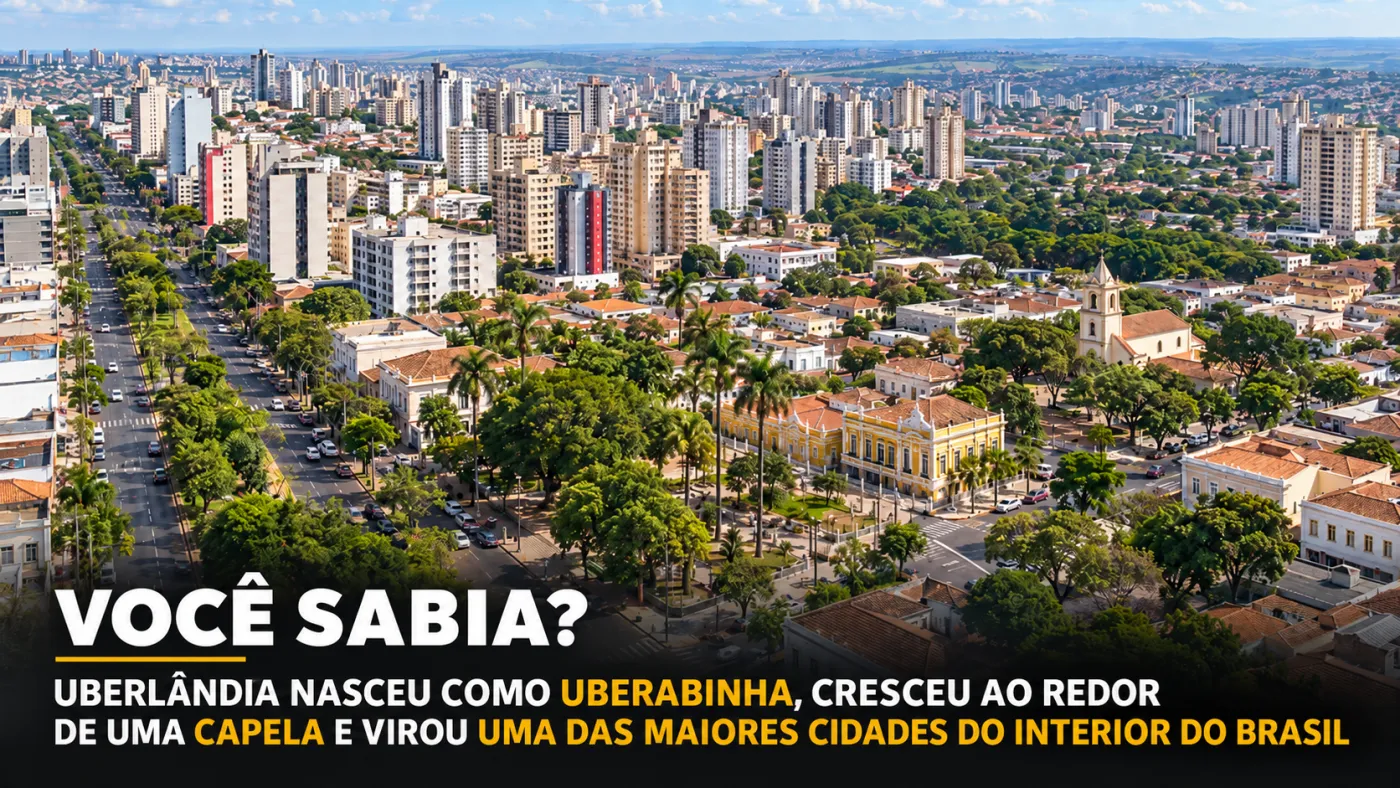 Vista de Uberlândia, no Triângulo Mineiro, cidade que nasceu ao redor de uma capela e se transformou em um dos principais polos urbanos de Minas Gerais. Foto: Prefeitura de Uberlândia.