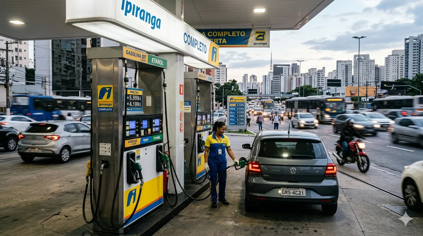 Setor de combustíveis e lubrificantes registrou queda expressiva de 6,2% em abril, exercendo a principal pressão negativa sobre o volume geral de vendas do comércio brasileiro. (Foto: Gilson Abreu/AEN)