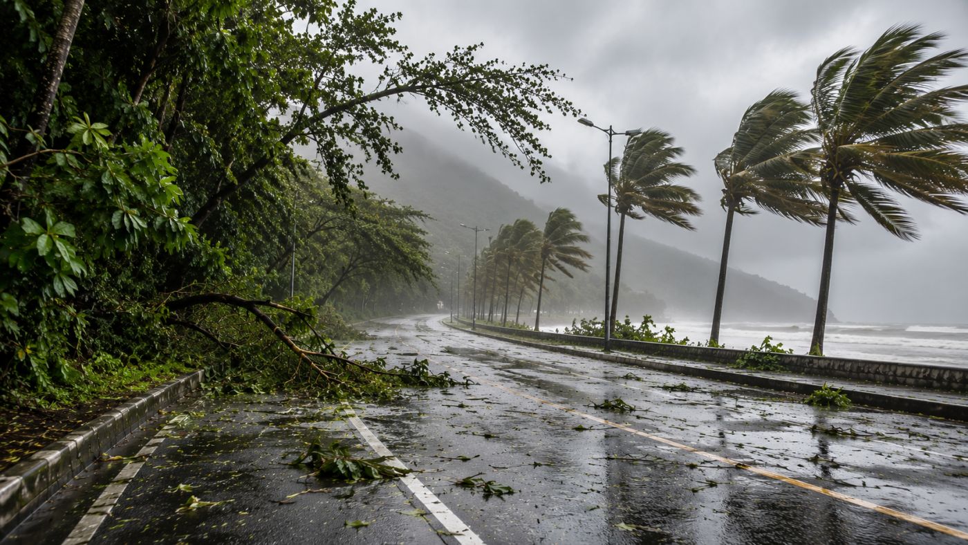 ventania em São Paulo, litoral de SP, Santos, Itanhaém, rajadas de vento, frente fria, Defesa Civil, alerta climático,